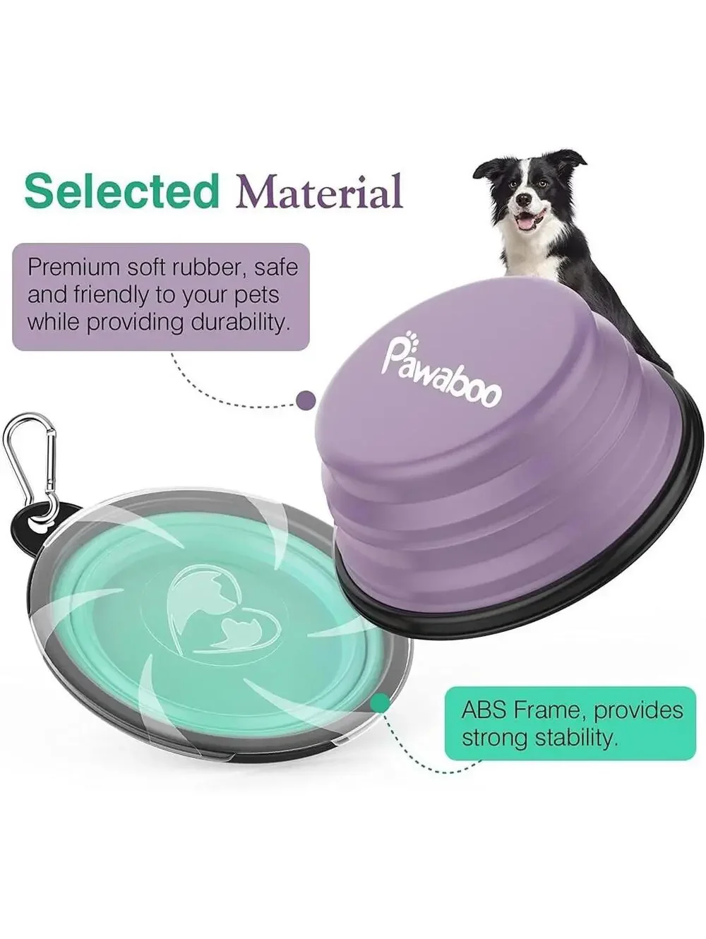 Dog Bowl Pet Collapsible Bowls 2 Pack Dogs, Portable Pet Feeding Water Pink Gree